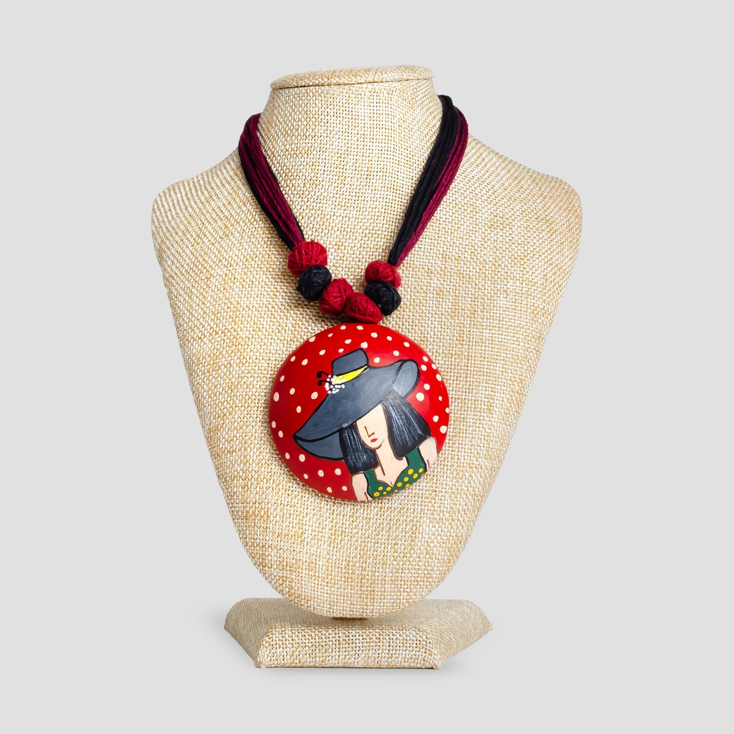 Red Lady in Love Clay Jewelry Set Handmade Valentine’s Day Gift for Women