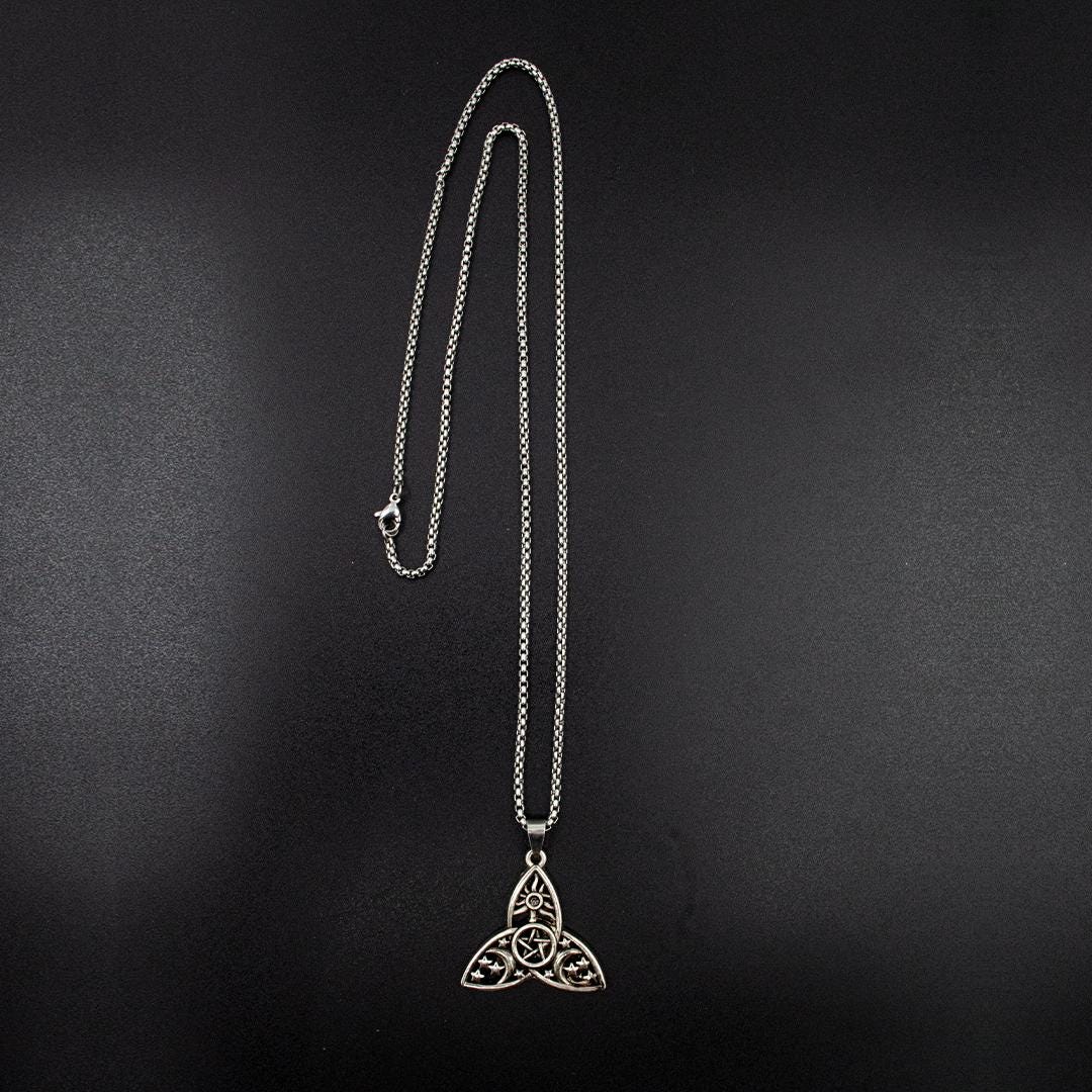 Gothic Triple Moon Necklace with Rose Cross Ghost Necklace Gothic Rose Necklace Perfect Gift for Halloween