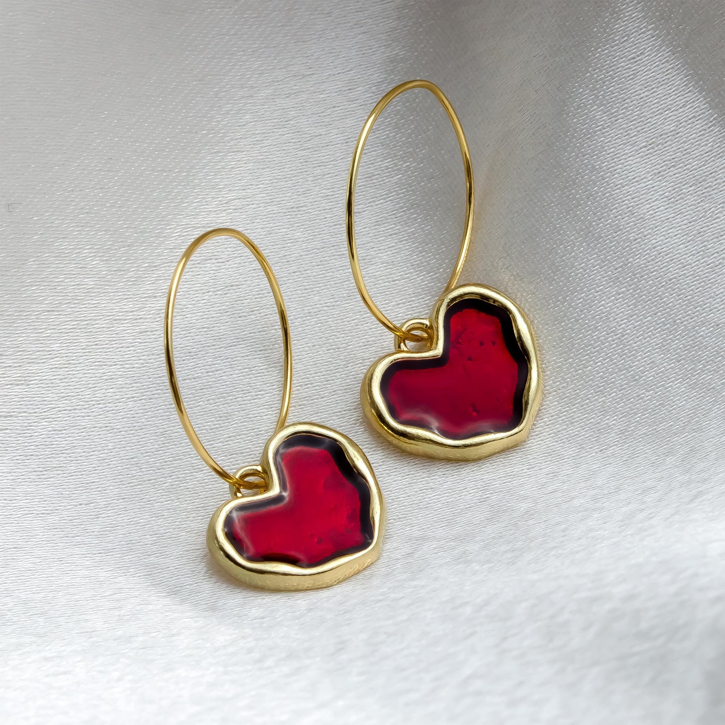 Red Heart Hoop Earrings Cute Enamel Love Jewelry Valentine Day Gift for Her