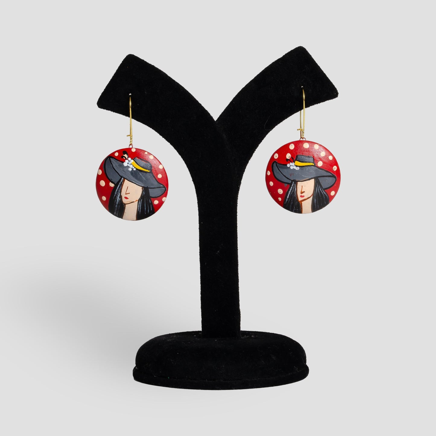 Red Lady in Love Clay Jewelry Set Handmade Valentine’s Day Gift for Women