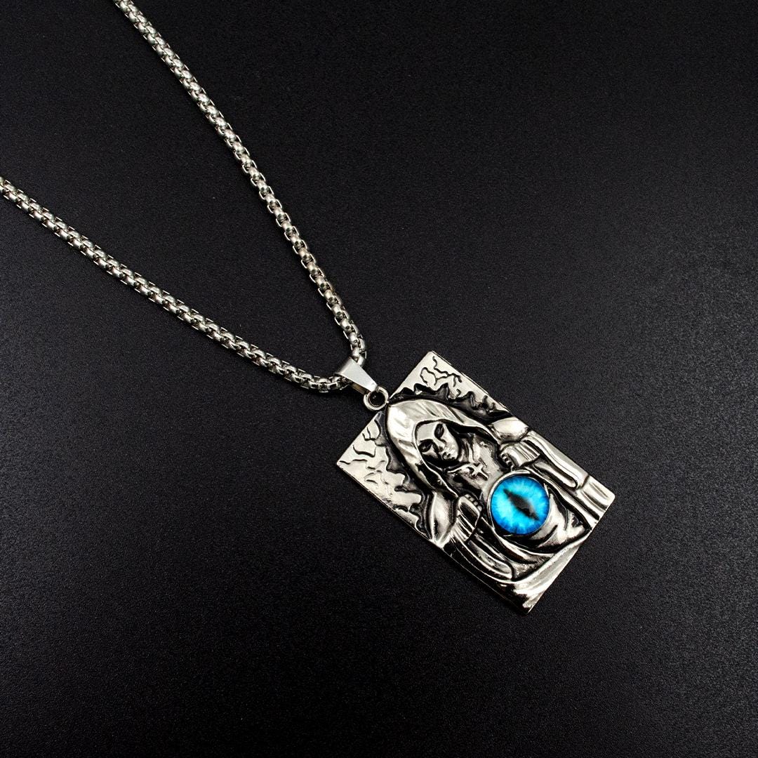 Gothic Triple Moon Necklace with Rose Cross Ghost Necklace Gothic Rose Necklace Perfect Gift for Halloween