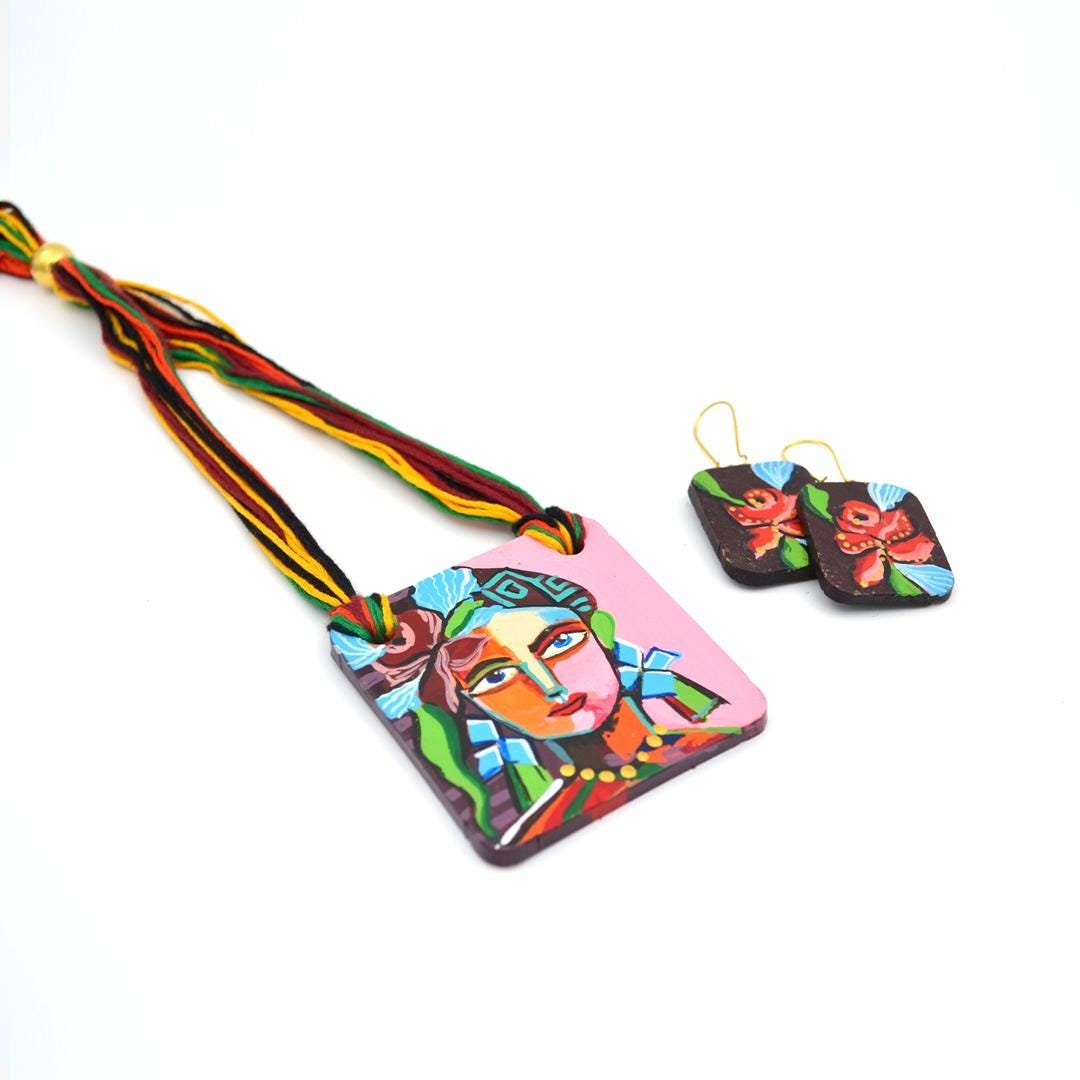 Enchanted Mystical Summer Clay Jewelry Set Dark Forest Rose Earrings Unique Gifts for Her