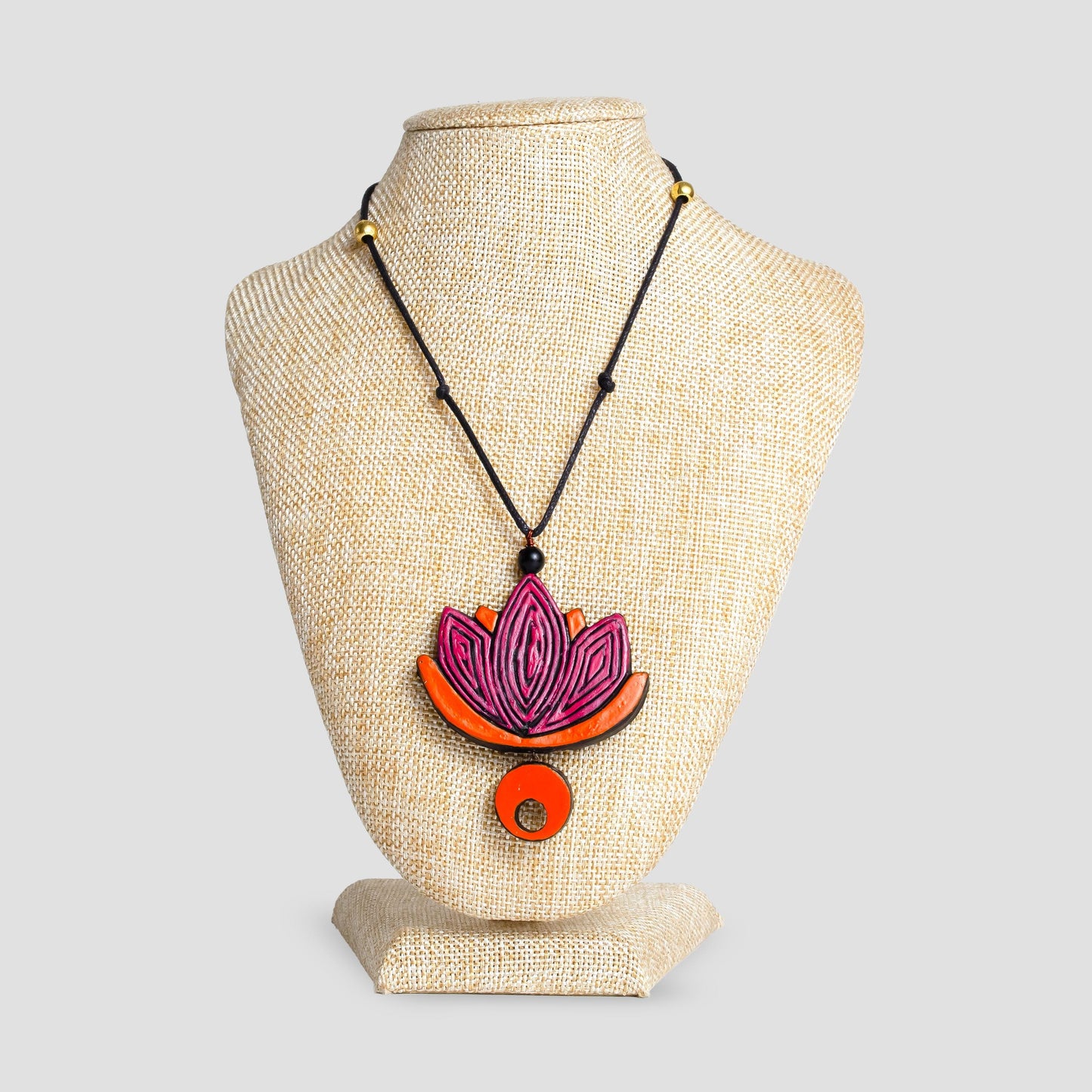 Lotus Clay Jewelry Set Pink Orange Minimalist Necklace Handmade Jewelry Perfect Gifts for Her