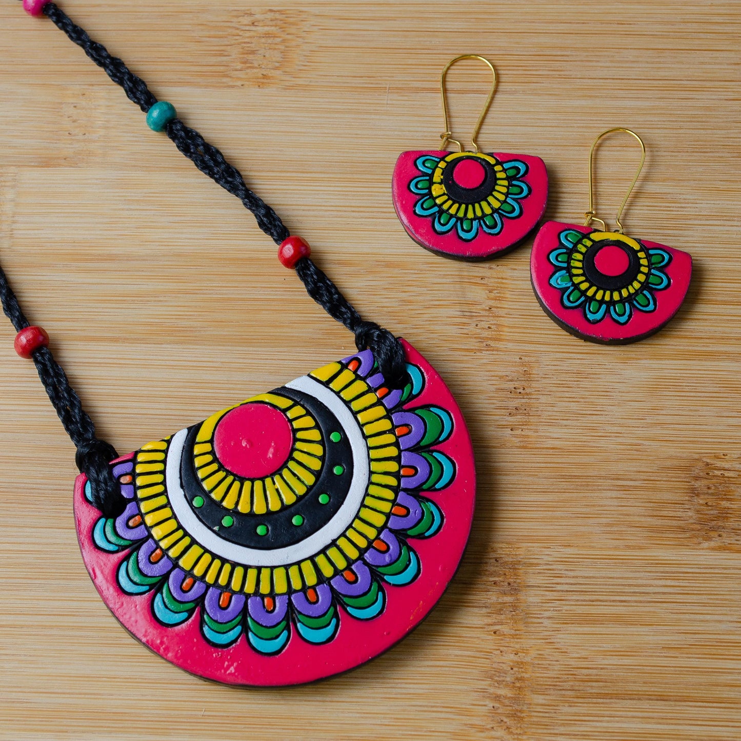 Sun Rising Blossom Clay Jewelry Set Earthen Clay Flower Earrings Casual Jewelry for Everyday Elegance