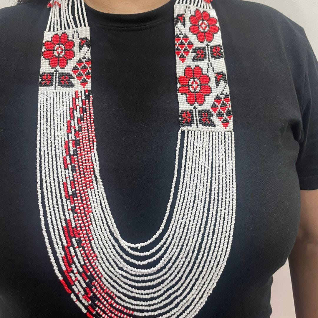 Rose Beaded Earring Fringe Beaded Earring For Women Gift For Friend Birthday Unique Gift For Women Friend Necklace With Red Jewelry Set Bead