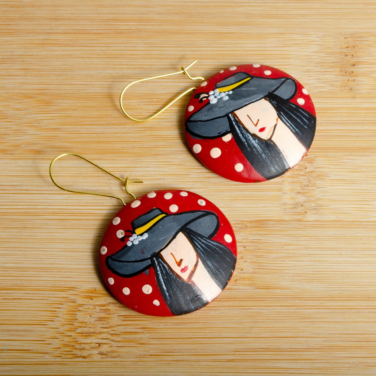 Red Lady in Love Clay Jewelry Set Handmade Valentine’s Day Gift for Women