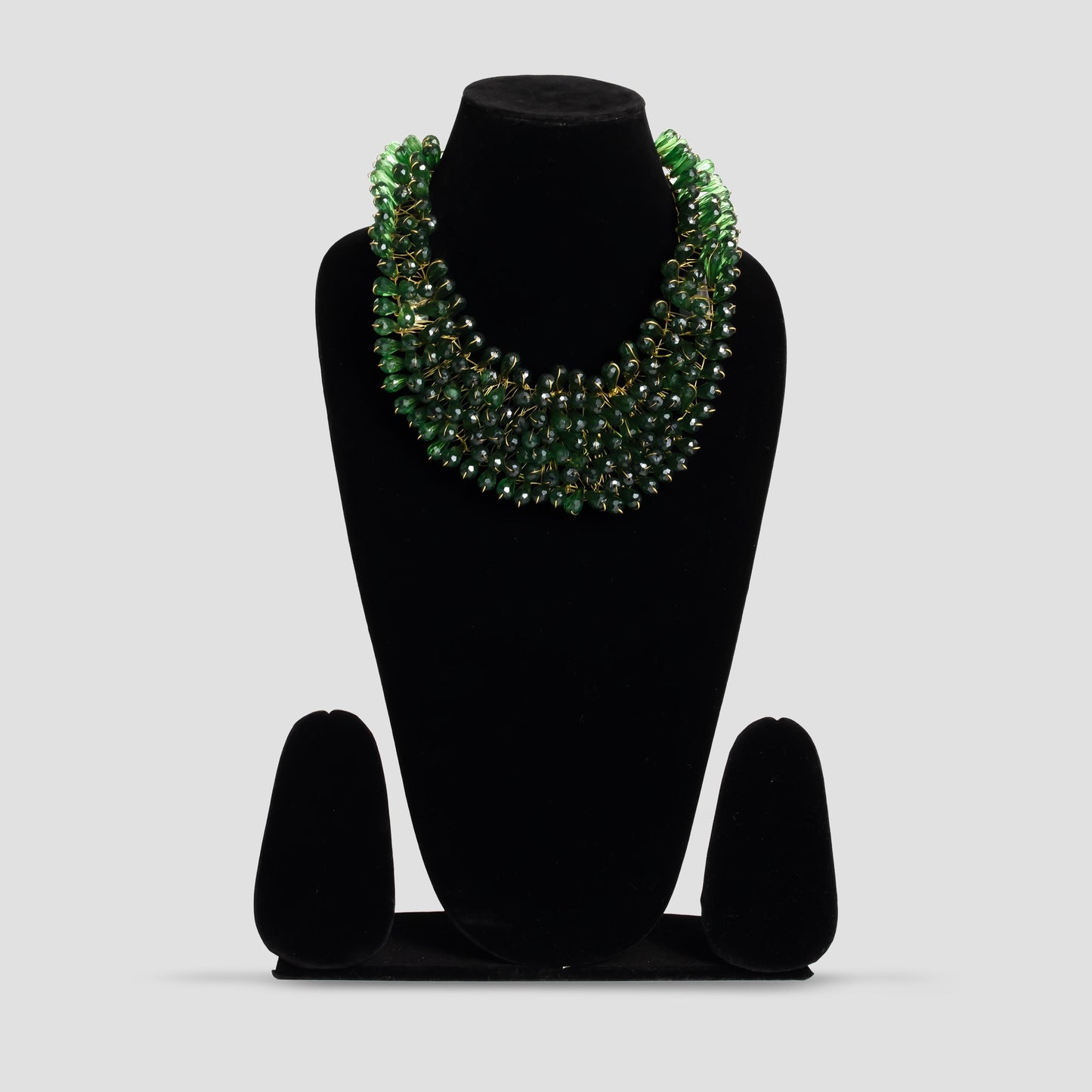 Red And Green Glass Beads Statement Necklace Handmade Jewelry Unique Gift for Her