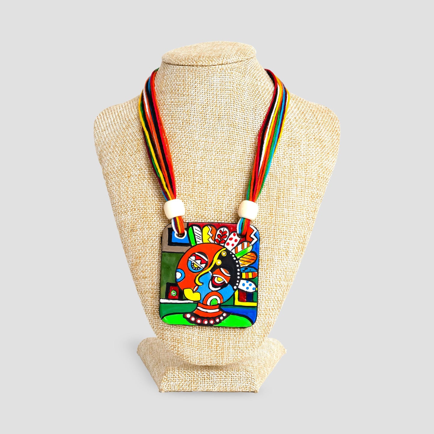 Tribal Clay Jewelry Set with Abstract Art Handmade Statement Earrings Gifts for Women
