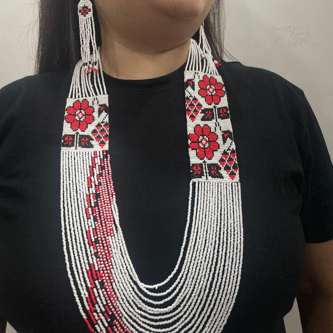 Rose Beaded Earring Fringe Beaded Earring For Women Gift For Friend Birthday Unique Gift For Women Friend Necklace With Red Jewelry Set Bead