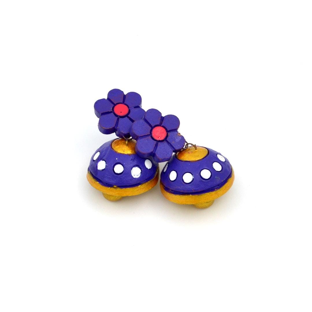 Violet Flower Clay Jewelry Set Handcrafted Flower Earrings Perfect Casual Jewelry