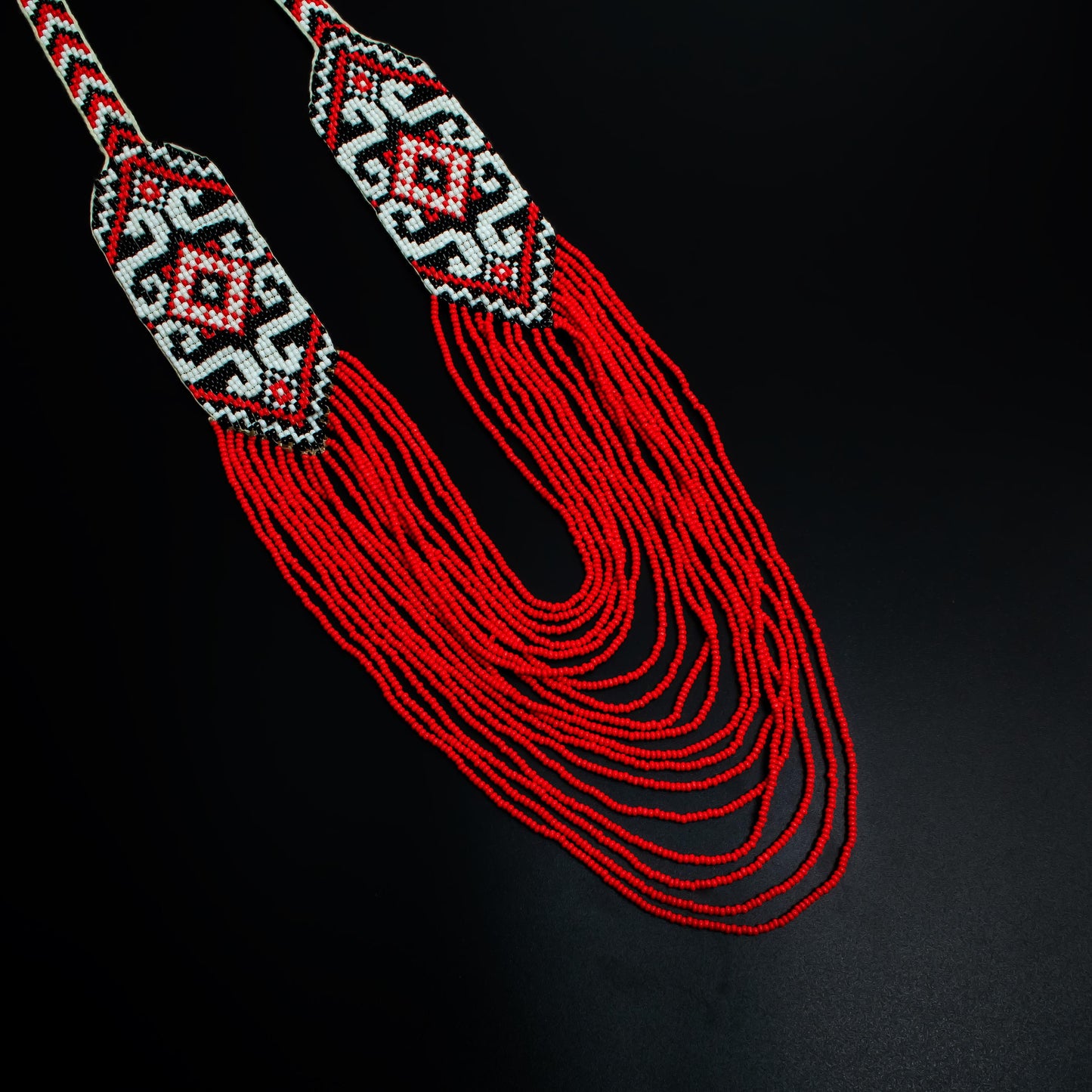 Red Native American Style Beaded Statement Necklace Boho Jewelry Perfect Christmas Gift