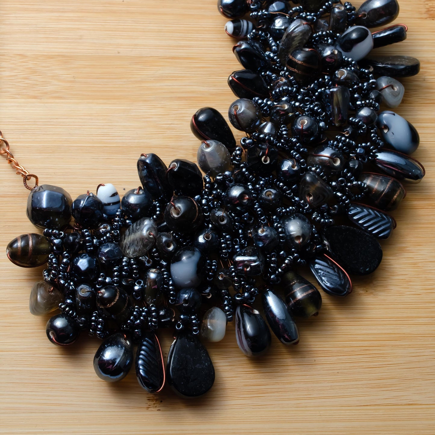 Handmade Black Beaded Necklace Glass Seed Bead Boho Necklace Gift for Girlfriend Seed Bead Necklace