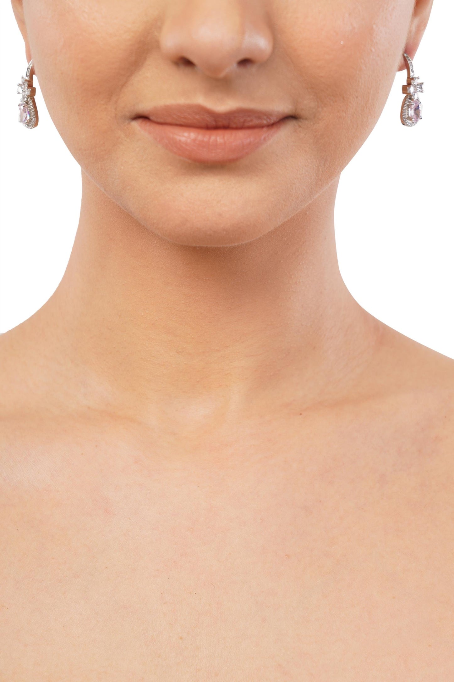 Pink Drop Dangle Earrings Bridesmaid Gift Gift for Her Elegant Jewelry American Diamond Earrings