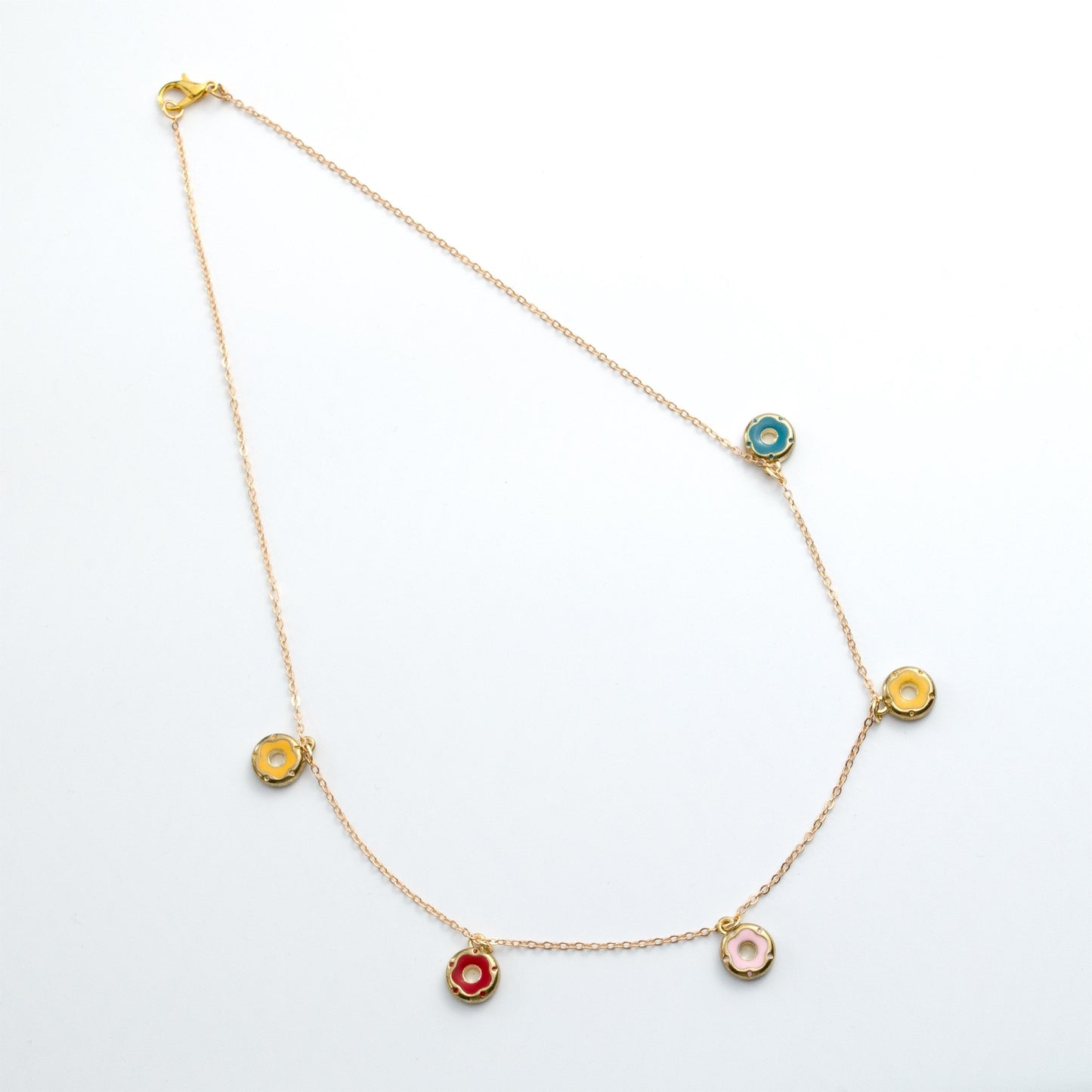 Minimalist Half Moon Mini Donut Necklace Handmade Adjustable Black Moon-Inspired Design
