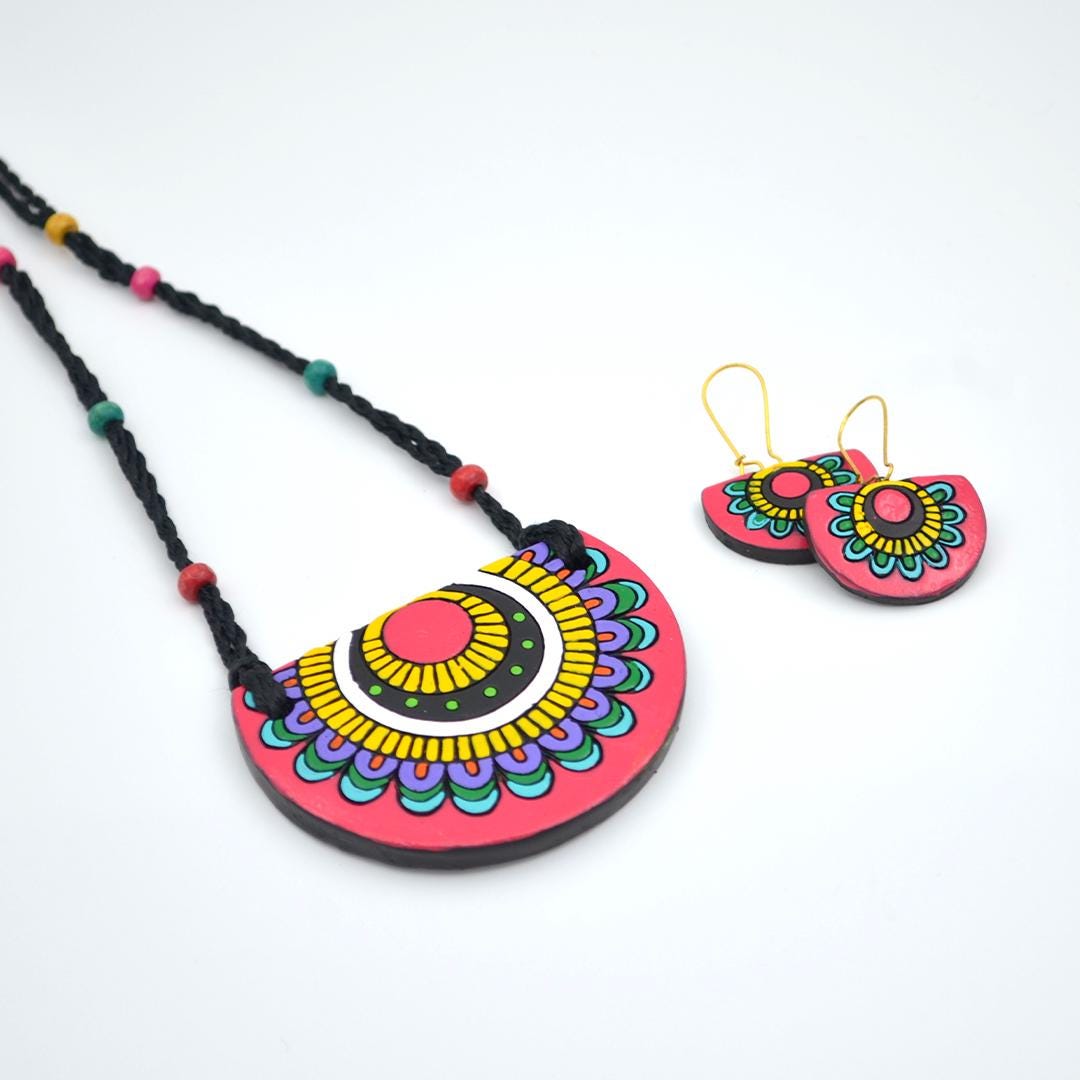 Sun Rising Blossom Clay Jewelry Set Earthen Clay Flower Earrings Casual Jewelry for Everyday Elegance