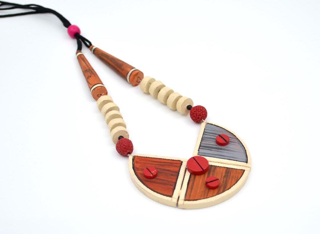TRIDAL Geometric Terracotta Set Tribal Boho Jewelry Handmade Statement Jewelry