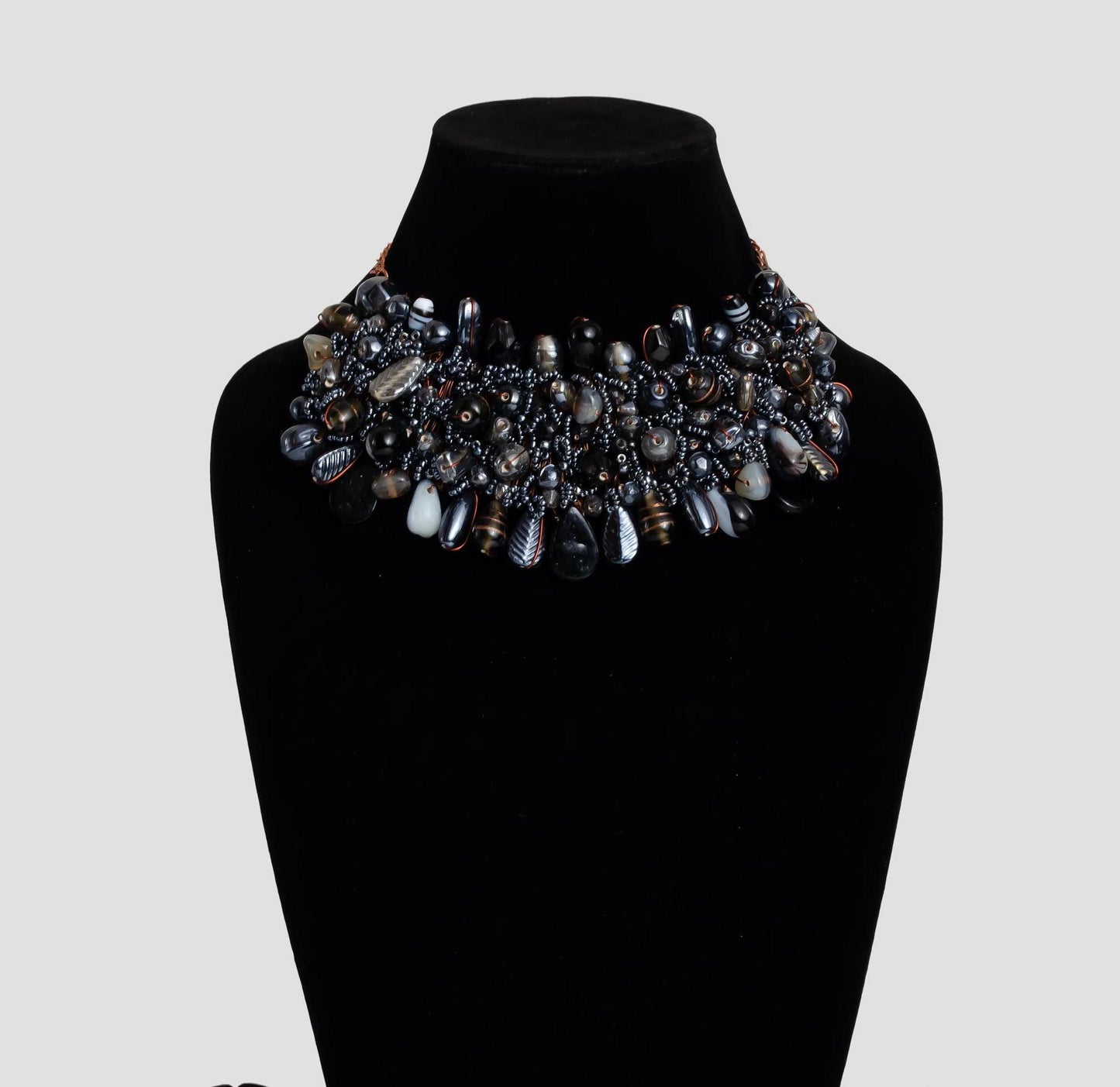 Handmade Black Beaded Necklace Glass Seed Bead Boho Necklace Gift for Girlfriend Seed Bead Necklace