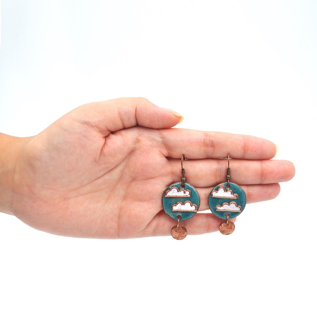 Copper Cloud Design Set Everyday Earrings Minimalist Necklace Perfect Best Friend Gift