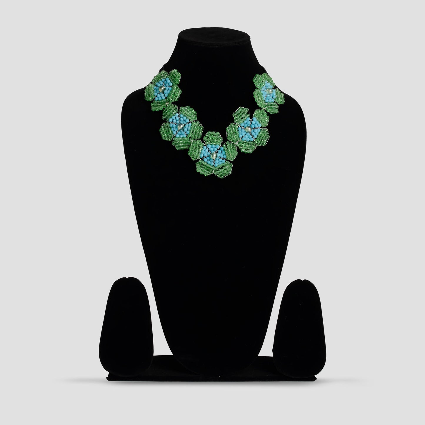 Handcrafted Forget-Me-Not Flower Beads Statement Necklace Unique Gift for He