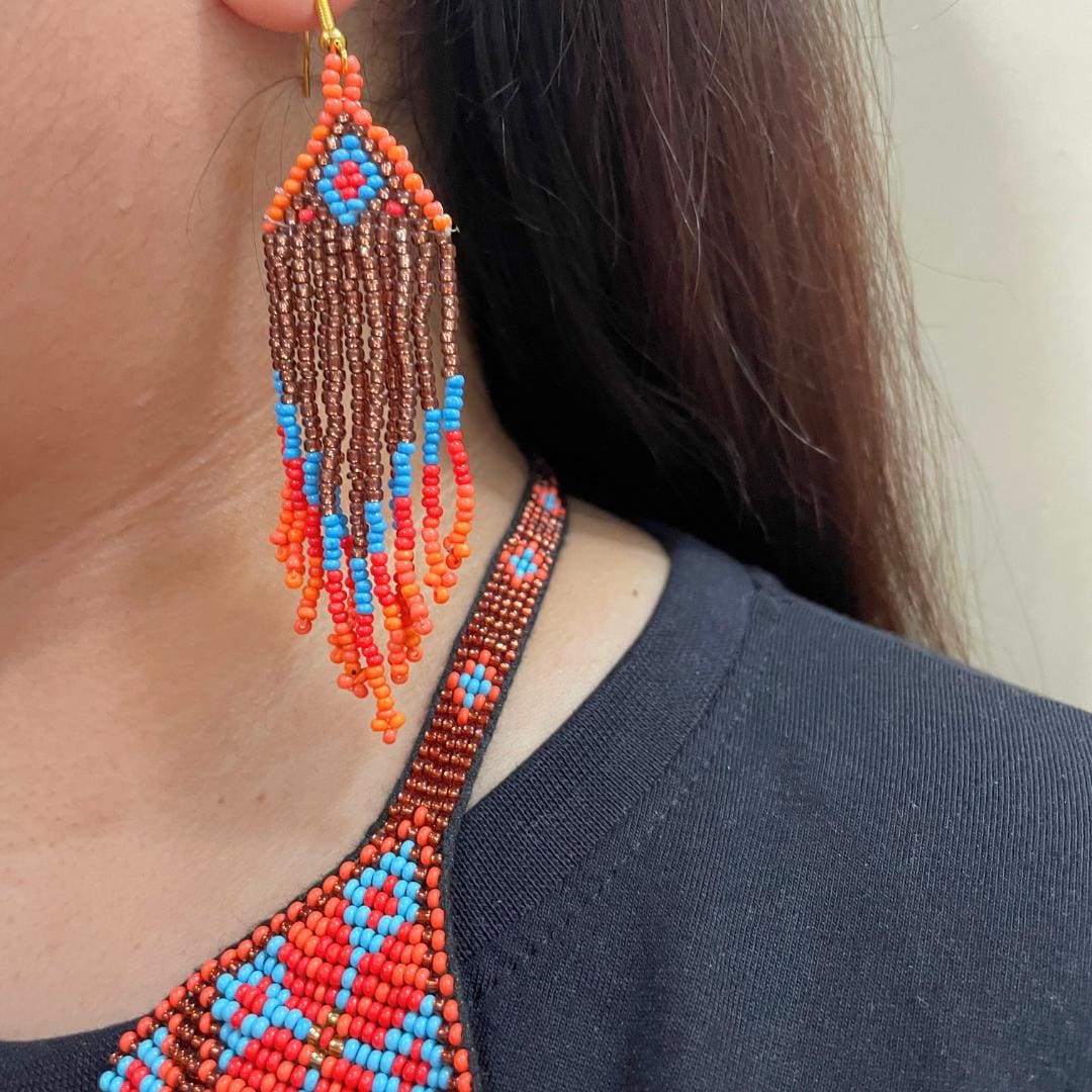 Red Beaded Necklace For Women Red Necklace Small Bead Woven Necklace Beaded Vintage Beaded Necklace Set Red Women Gift Ideas For Wedding