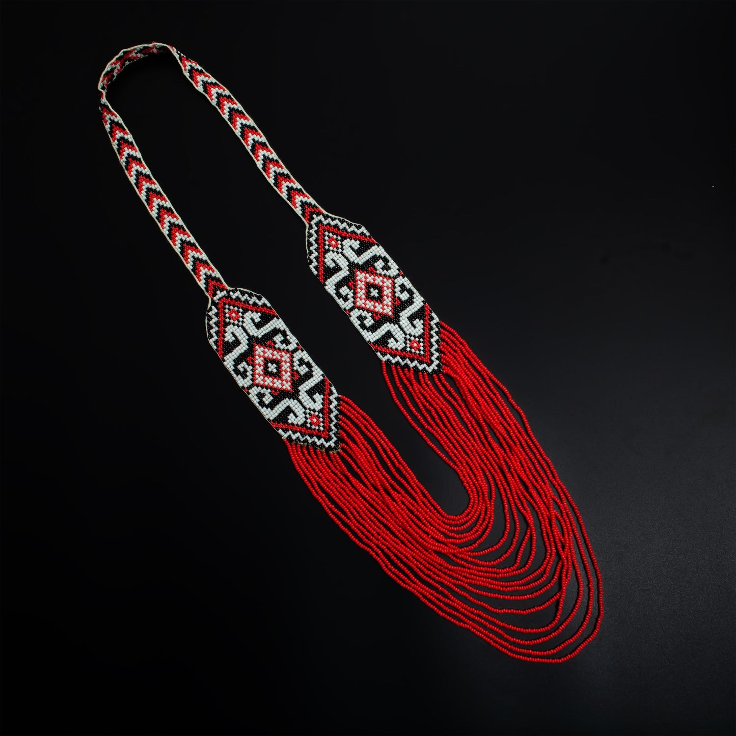 Red Native American Style Beaded Statement Necklace Boho Jewelry Perfect Christmas Gift