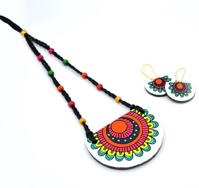 Sun Rising Blossom Clay Jewelry Set Earthen Clay Flower Earrings Casual Jewelry for Everyday Elegance