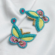 Beaded Butterfly Earrings: Boho Blue Seed Bead Jewelry