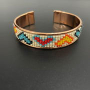 Handmade Copper Beaded Cuff Bracelet: Boho Beach Jewelry