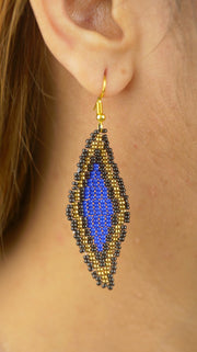 Diamond Blue And Green Beaded Earring