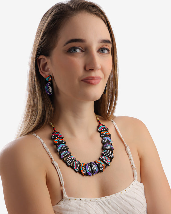 Clay Crab Terracotta Necklace & Earrings Set- Multicolor