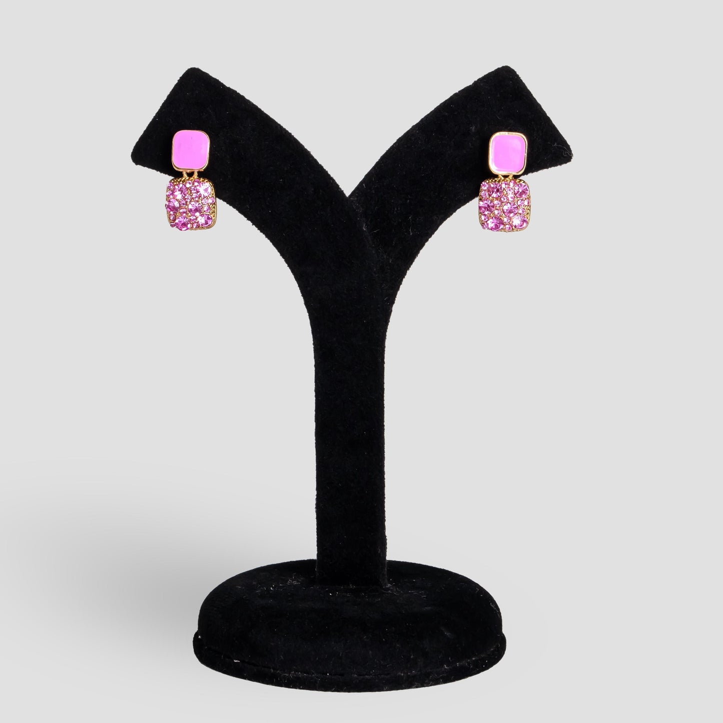 Square Pink Earrings Stud  Minimalist  Jewelry  Cute Pink Earrings  Valentine Gift for Her