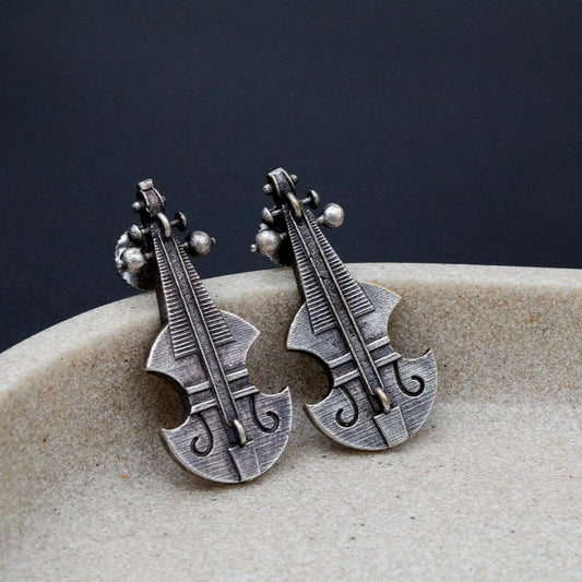 Tree of Life  Vintage Violin Earrings  German Silver with Oxidized Silver Plating  Unique Tree of Life Jewelry Perfect Gift for Her