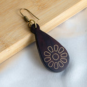 Tear Drop Sunflower Inlaid Wooden Earrings  Everyday Lightweight Earrings