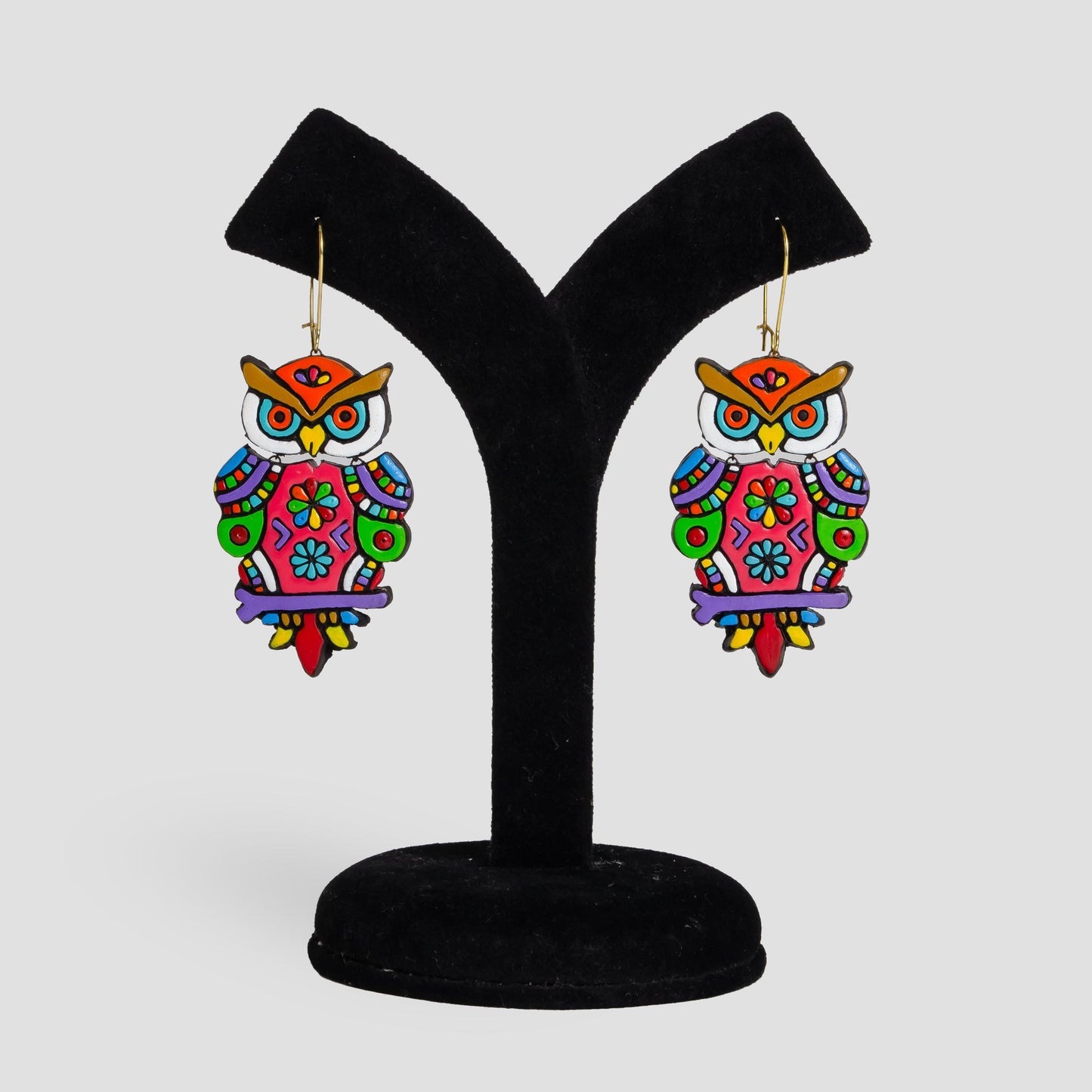Big Owl  Earrings Set Bohemian Drop Earrings    Handmade Gift  Statement Earrings