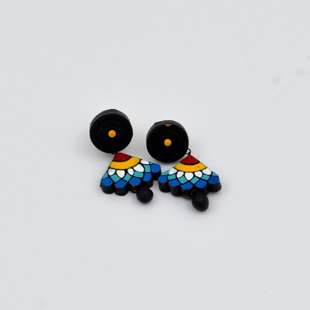 Sensu Inspired Blue Clay Jewelry Set  Handcrafted Lightweight Earrings  Unique Gifts for Women