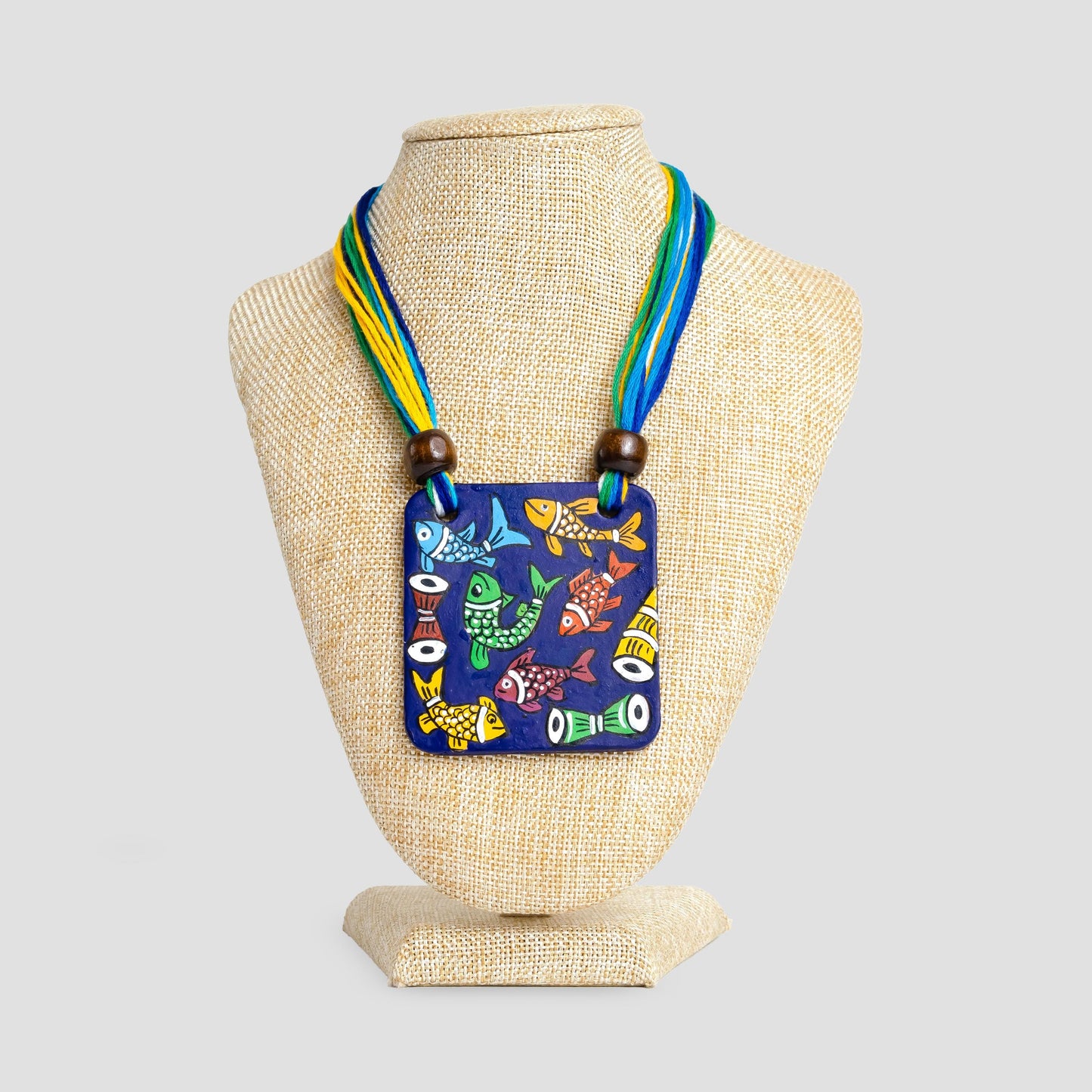Square Clay Jewelry Set with Fish Design  Unique Dangling Earrings  Gifts for Women