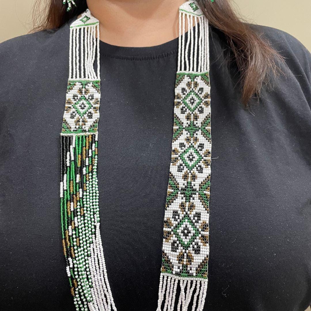 Handmade Seed Bead Necklace Green Beaded Necklace For Women Gift For Friend Birthday Unique Gift For Friend Gift Idea Women Necklace