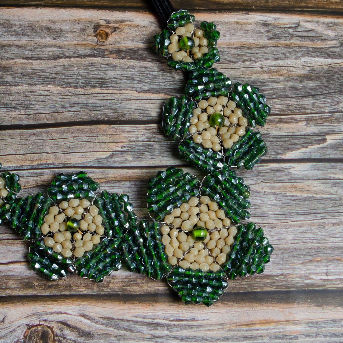 Handcrafted Forget-Me-Not Flower Beads Statement Necklace  Unique Gift for He