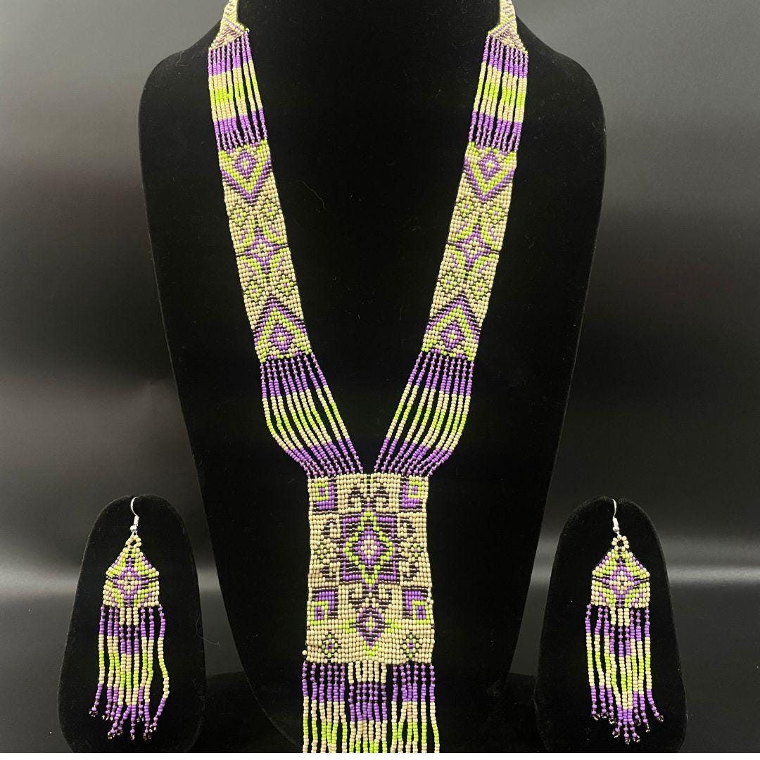 Handmade Beaded Necklace For Women Aesthetic Jewelry Necklace For Her Long Fringe Beaded Earring Fringe Seed Earring For Her Birthday Gift