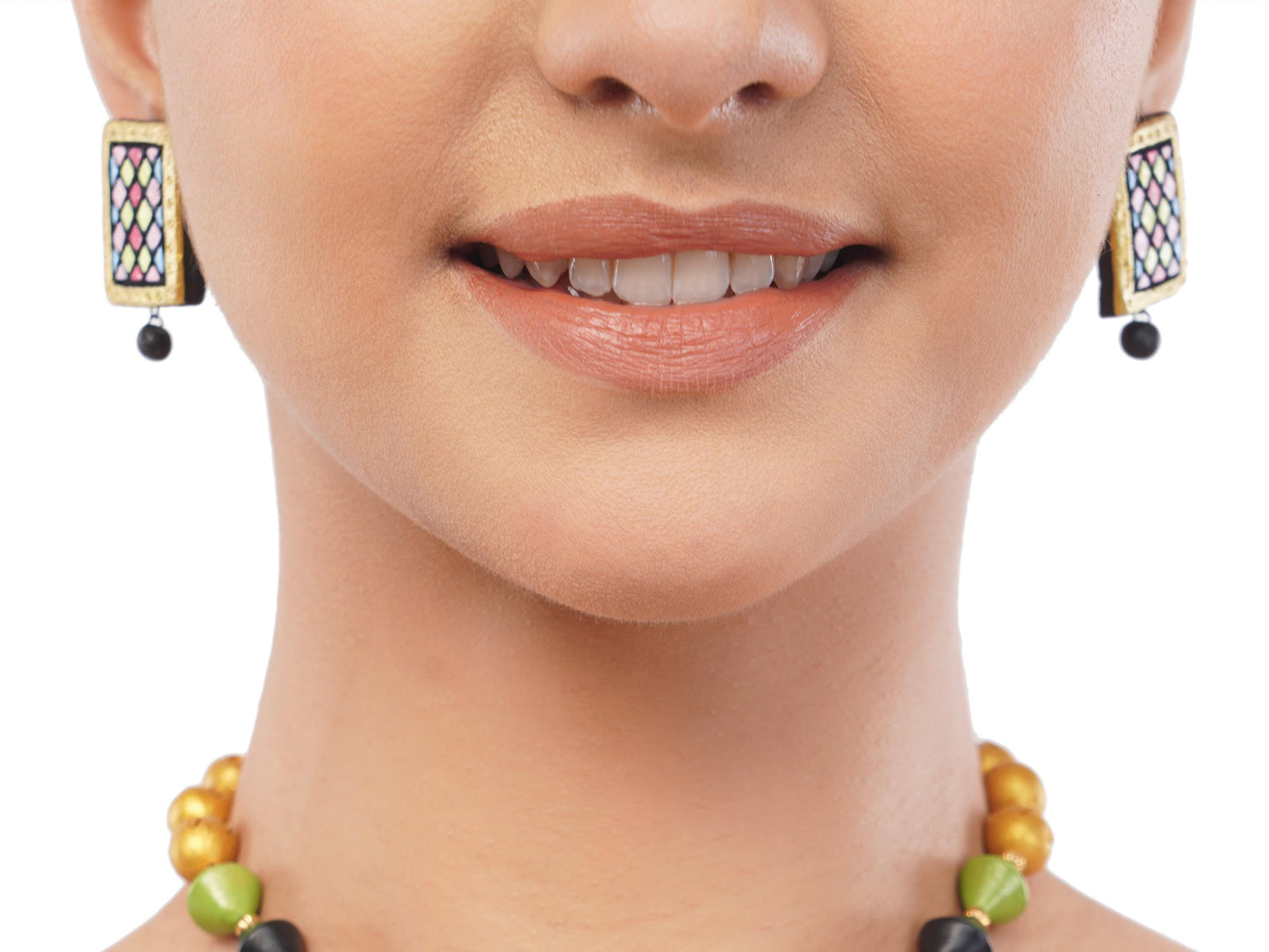 Black Clay Necklace And Baby Elephant Design  Aesthetic Jewelry Set  Statement Earrings  Handmade Clay Necklace