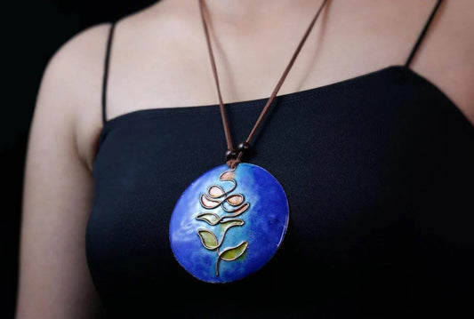 Contemporary Blue Handcrafted Copper Necklace  Long Necklace  Unique  Sentimental  Gift  Gift For Her