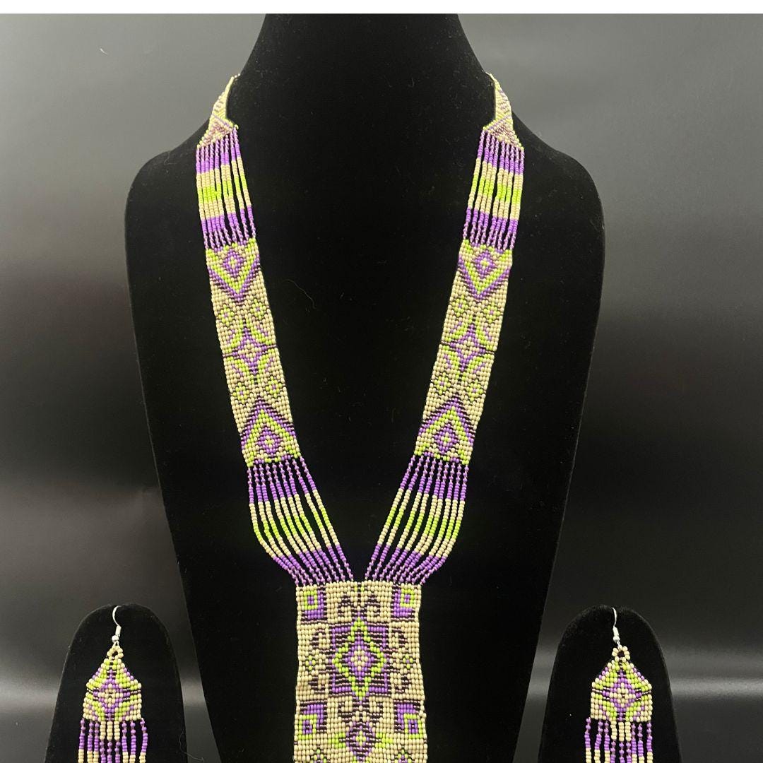 Handmade Beaded Necklace For Women Aesthetic Jewelry Necklace For Her Long Fringe Beaded Earring Fringe Seed Earring For Her Birthday Gift