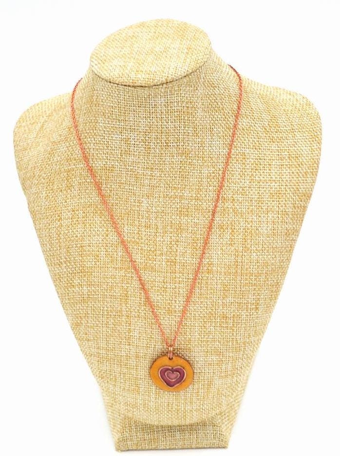 Minimalist Copper Heart Necklace  Yellow Base  Perfect Anniversary Gift  Valentine#39;s Day Jewelry