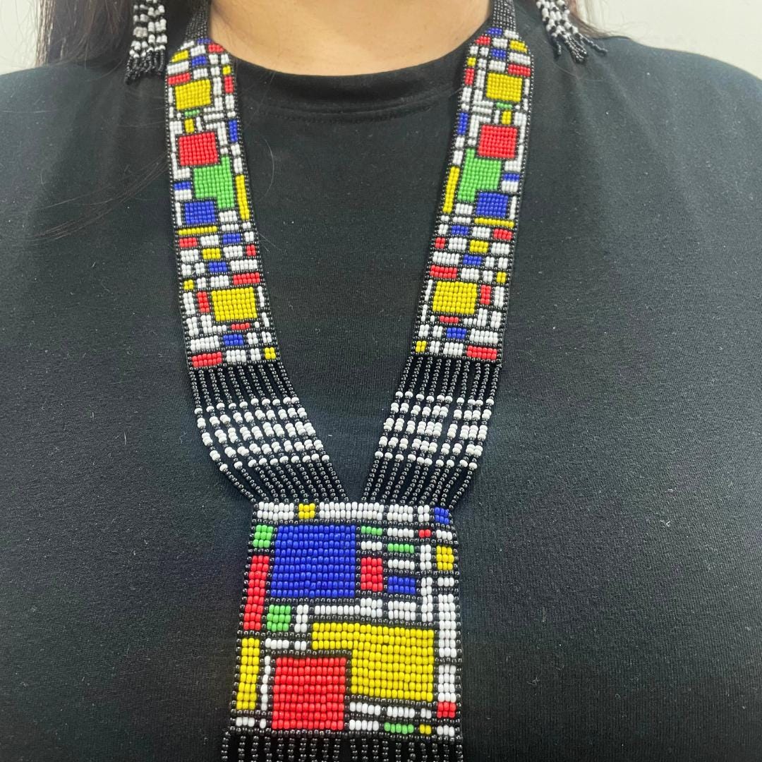 Handmade Seed Bead Necklace And Earring Set Boho Geometric Earring For Women Gift For Friend Birthday Gift Woman Friend Gift For Friend