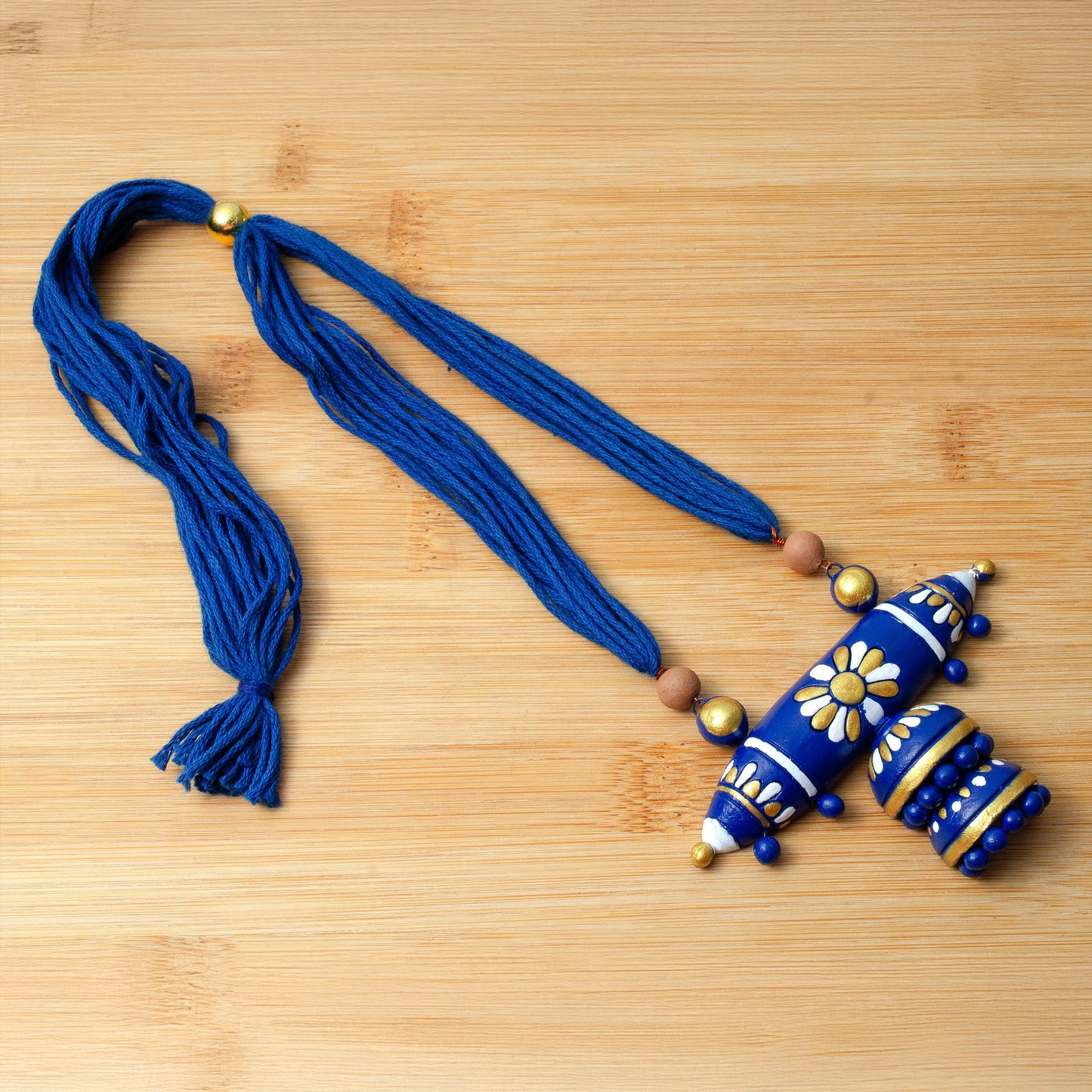 Earthen Clay Green And Blue Tribe Design Set  Small Cute Clay Earrings  Fancy Earrings for Everyday Style