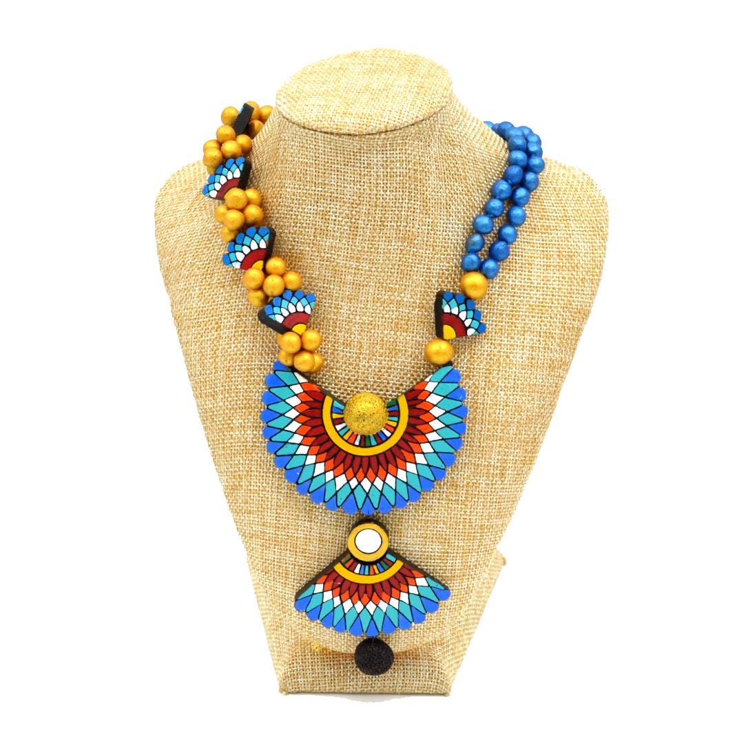 Sensu Inspired Blue Clay Jewelry Set  Handcrafted Lightweight Earrings  Unique Gifts for Women