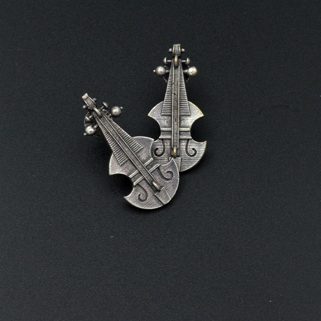 Tree of Life  Vintage Violin Earrings  German Silver with Oxidized Silver Plating  Unique Tree of Life Jewelry Perfect Gift for Her