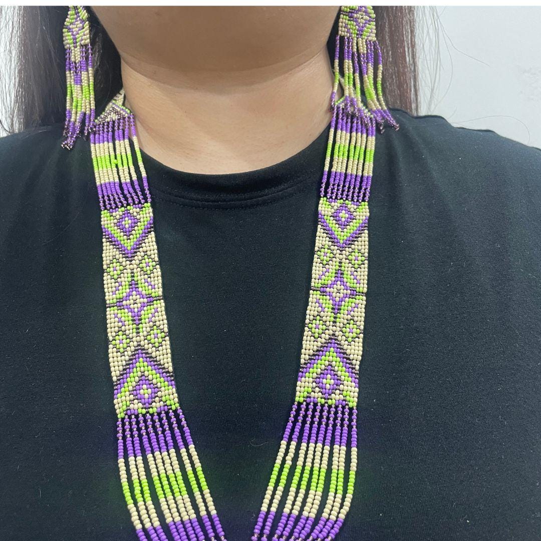 Handmade Beaded Necklace For Women Aesthetic Jewelry Necklace For Her Long Fringe Beaded Earring Fringe Seed Earring For Her Birthday Gift