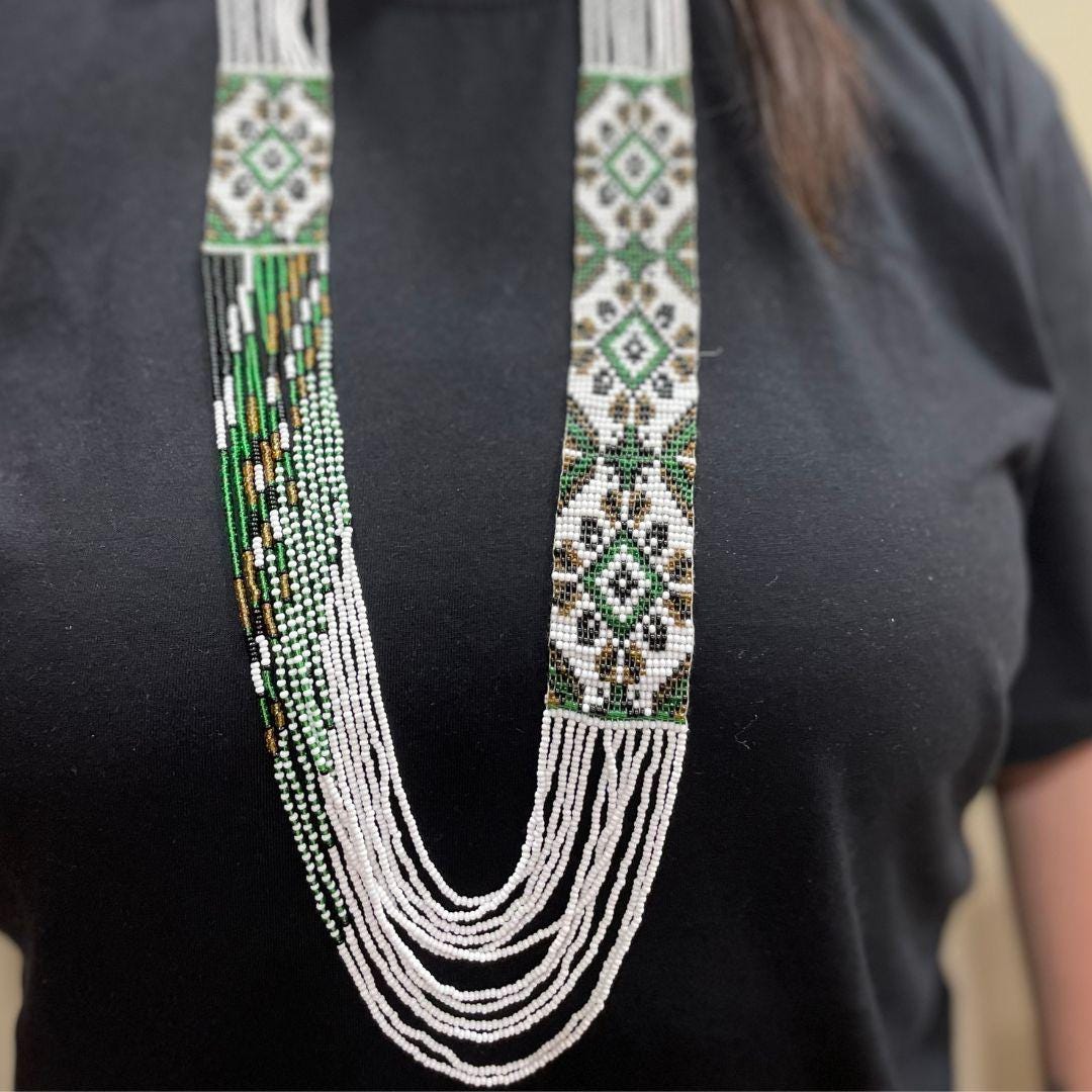 Handmade Seed Bead Necklace Green Beaded Necklace For Women Gift For Friend Birthday Unique Gift For Friend Gift Idea Women Necklace