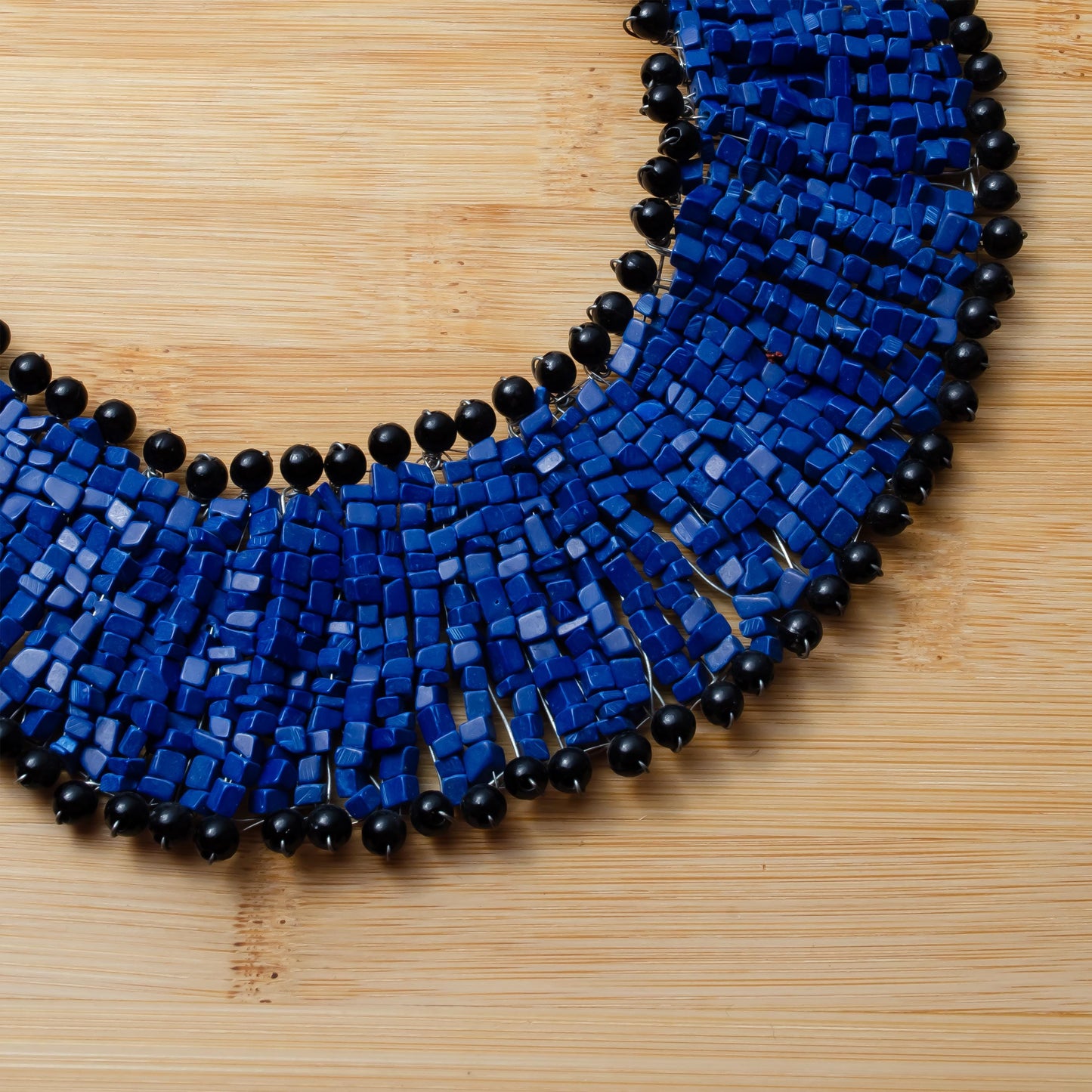 Mosaic Glass Bead Choker Necklace  Unique Jewelry Weaved on Copper Wire  Gift for Her